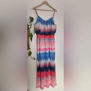 Bisou Bisou Colorful Tie-Dye Ombré Maxi Dress Size 16